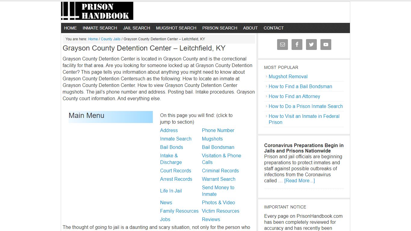 Grayson County Detention Center – Leitchfield, KY - Prison Handbook